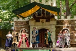 Renaissance fair performers on stage